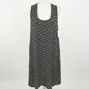 Nwt Liverpool Los Angeles Black/White Abstract Dot Swing Midi Dress Small